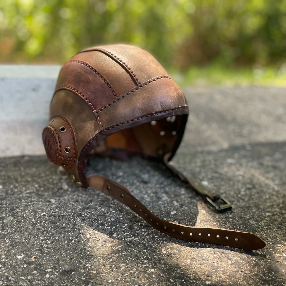 CHRISTMAS SALE. One of a kind, handmade leather aviator helmet.